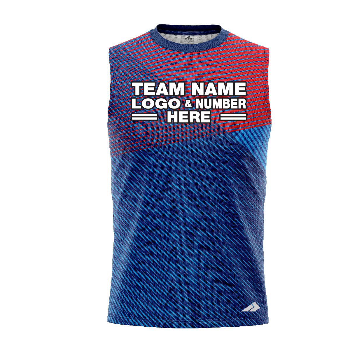 Custom Fully Sublimated Crossover Pattern Blue Red Performance Sleeveless 12259
