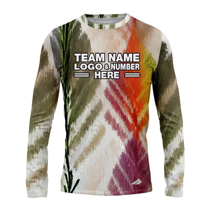 Custom Fully Sublimated Abstract Brushstroke Floral Pattern Multicolor Performance Long Sleeves 12247