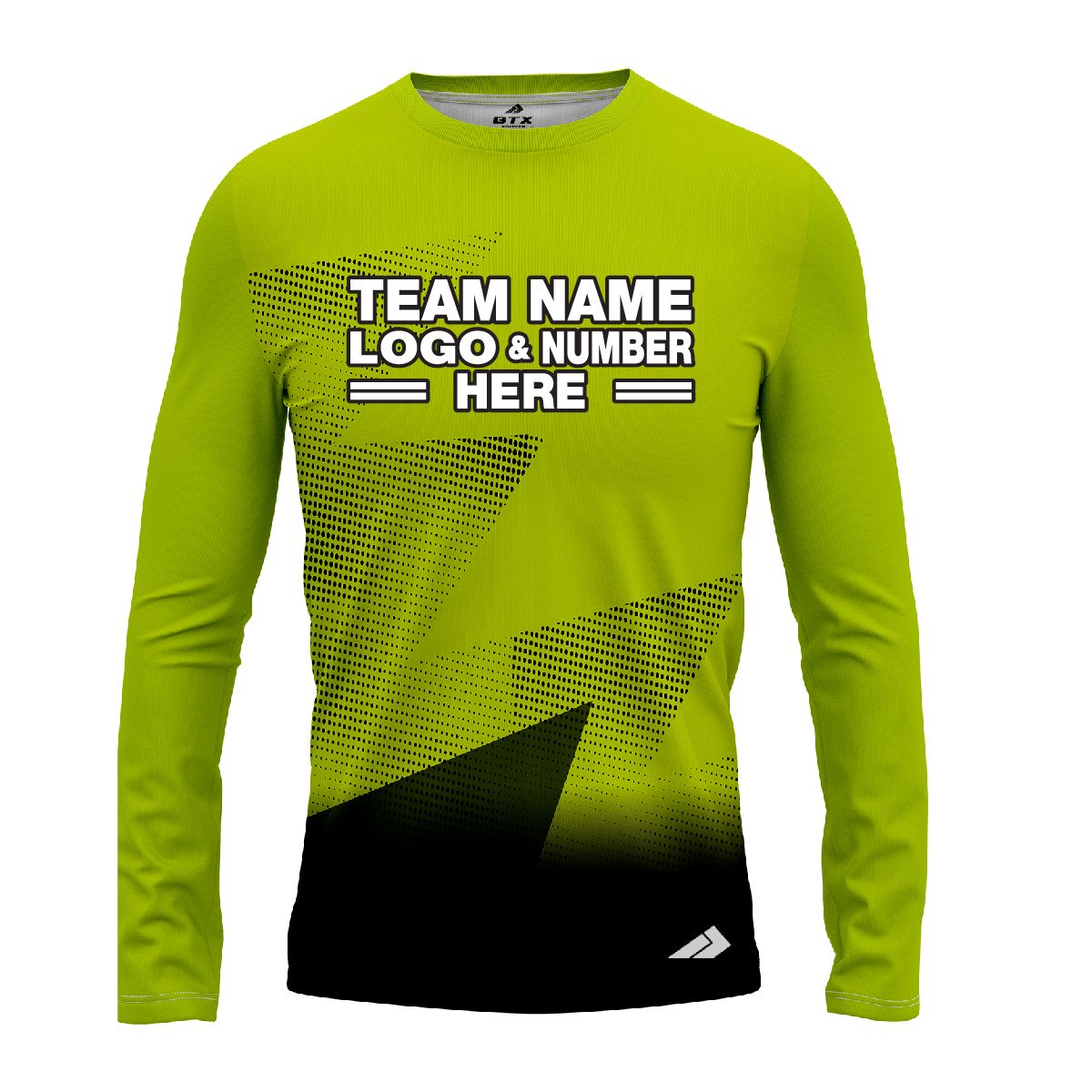 Custom Fully Sublimated Gradient Neon Pattern Green Performance Long Sleeves 12231