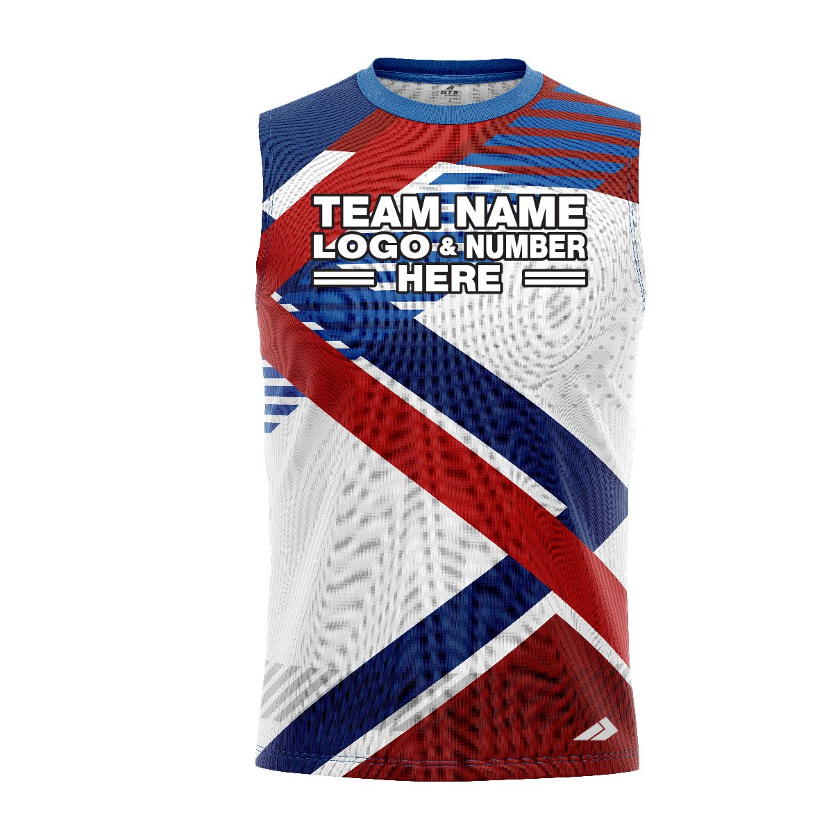 Custom Fully Sublimated Innovative Pattern White Red Blue Performance Sleeveless 12267