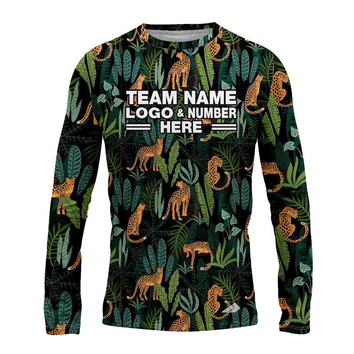 Custom Fully Sublimated Wild Jungle Floral Pattern Black Gold Green Performance Long Sleeves 12339