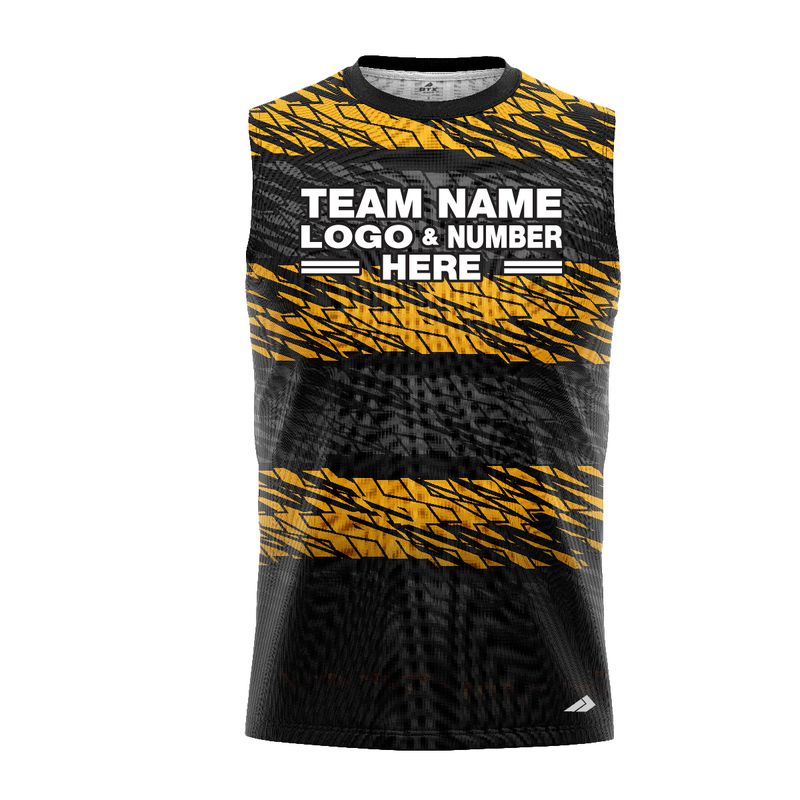 Custom Fully Sublimated BMX Abstract Pattern Black Yellow Performance Sleeveless 12363