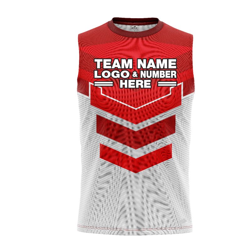 Custom Fully Sublimated BMX Ramp Pattern Red White Performance Sleeveless 12383