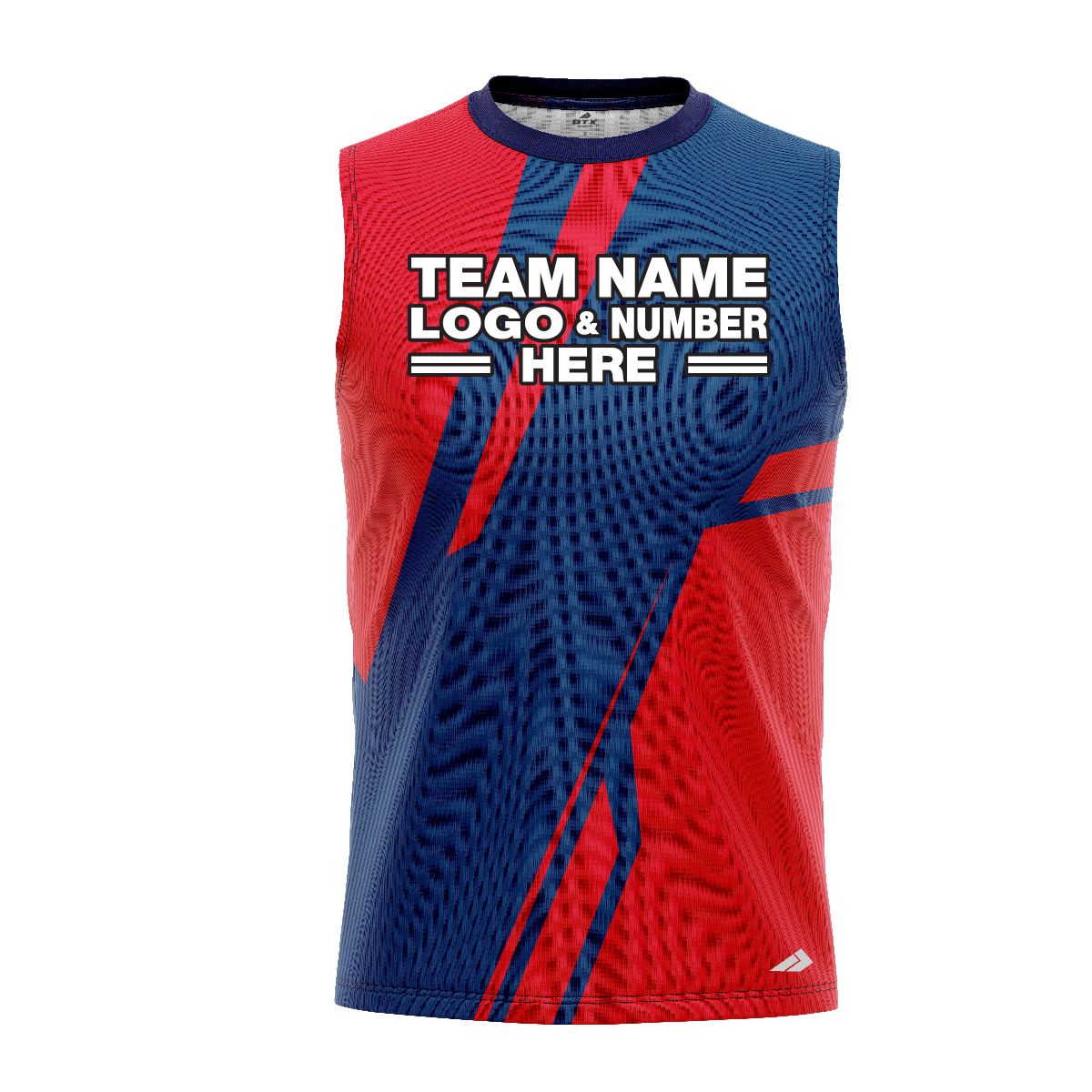 Custom Fully Sublimated Break Point Pattern Blue Red Performance Sleeveless 12335
