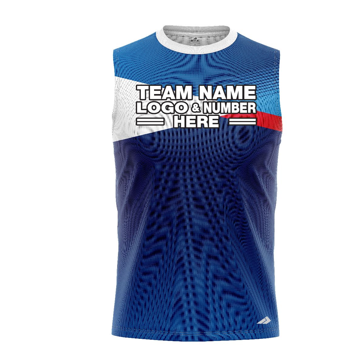 Custom Fully Sublimated Basic Pattern Blue Performance Sleeveless 12355