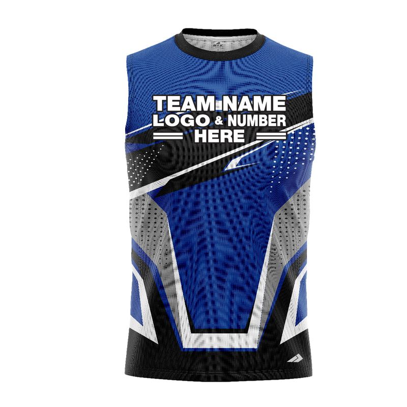 Custom Fully Sublimated BMX Freestyle Pattern Blue Black White Performance Sleeveless 12359