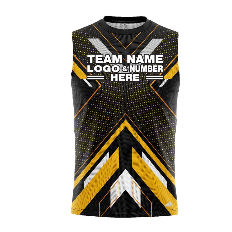 Custom Fully Sublimated ATV QuadQuest Pattern Black Yellow Performance Sleeveless 12379