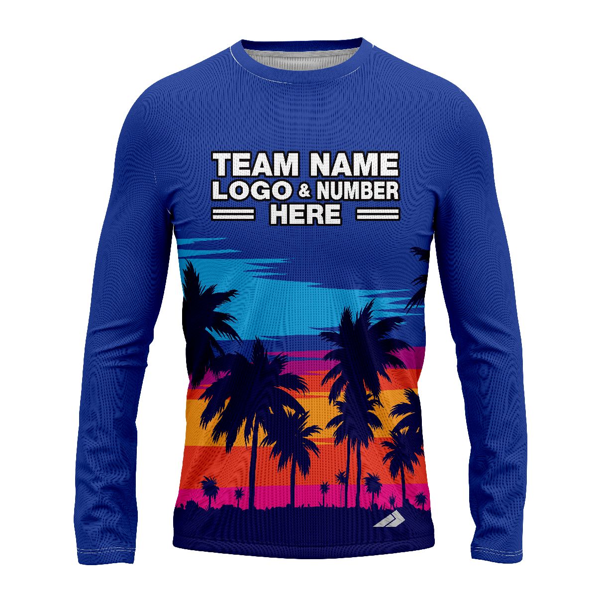 Custom Fully Sublimated Sunset  Tropical Floral Pattern Blue Multicolor Performance Long Sleeves 12419