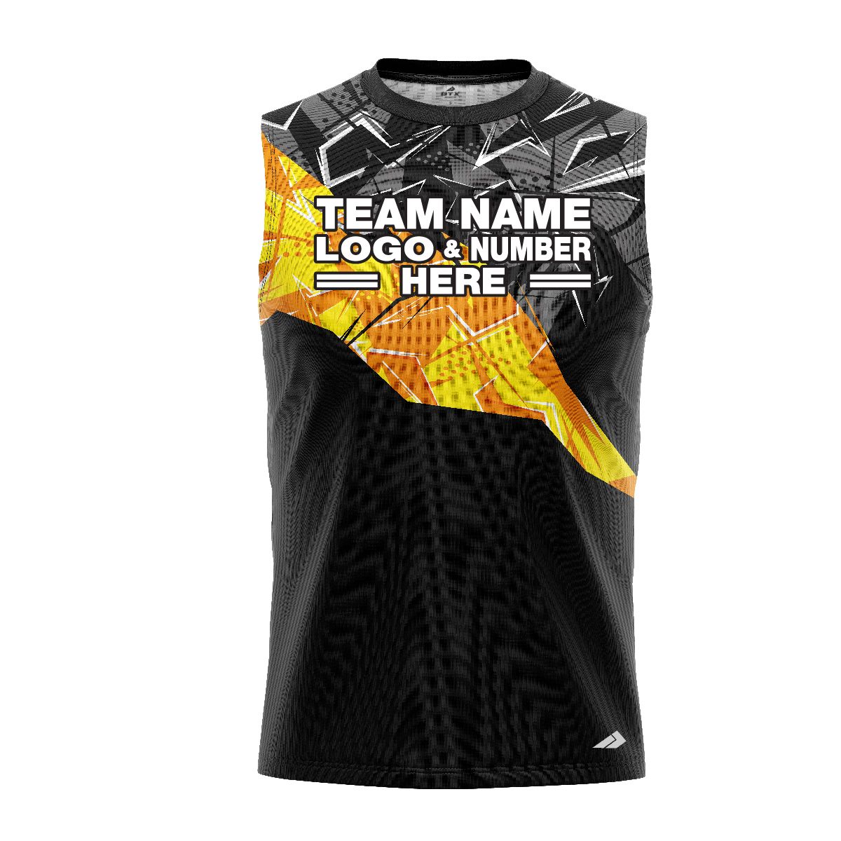 Custom Fully Sublimated Digital Concrete Pattern Black Yellow Performance Sleeveless 12431