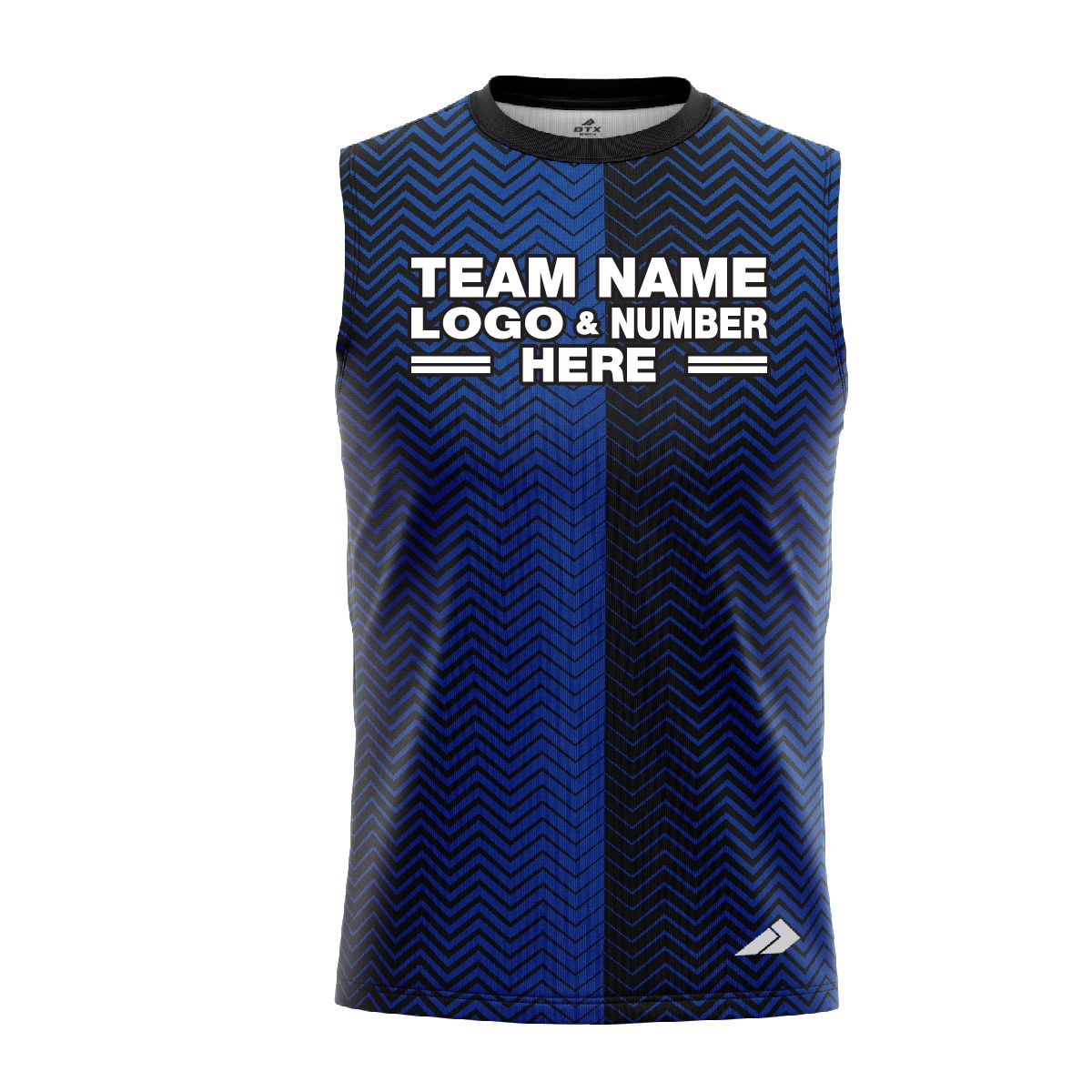 Custom Fully Sublimated Half Faded Pattern Black Blue Performance Sleeveless 12435