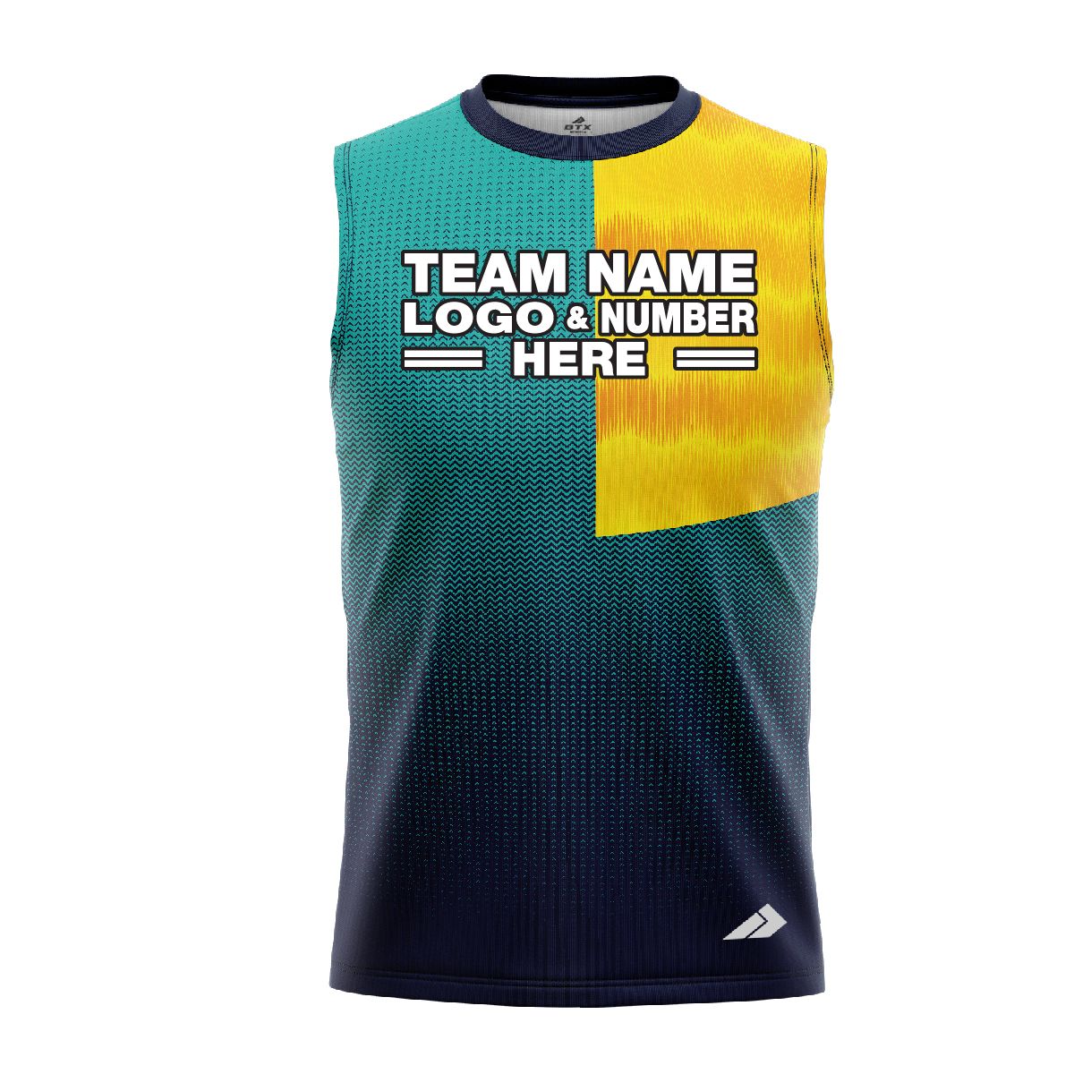 Custom Fully Sublimated DuoStyle Pattern Teal Yellow Performance Sleeveless 12439