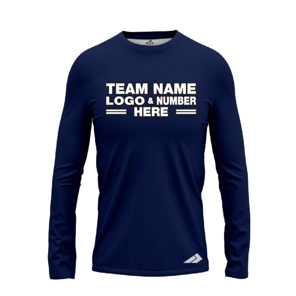Custom Fully Sublimated Solid RR Pattern Navy Blue Performance Long Sleeves 12447