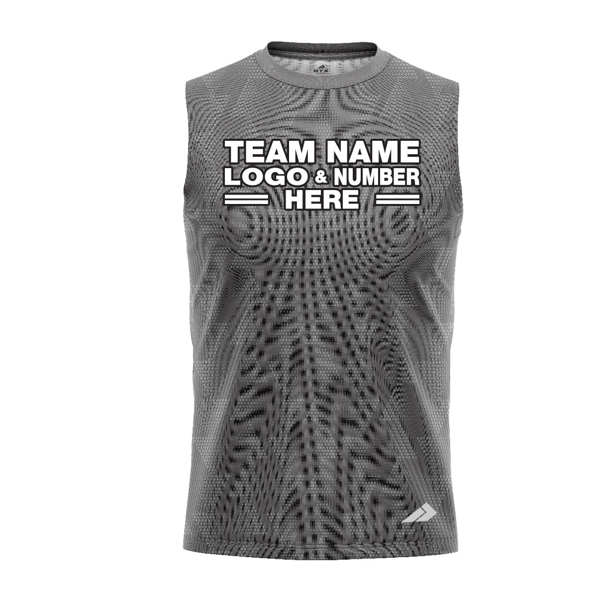 Custom Fully Sublimated Faded Geometric Triangles Pattern Gray Performance Sleeveless 12483
