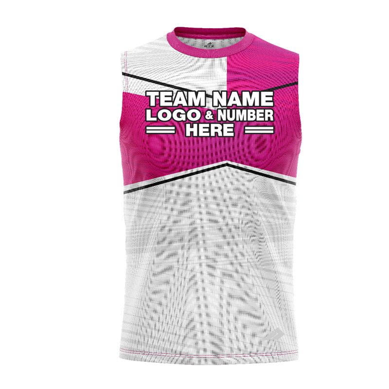 Custom Fully Sublimated Black Line Pattern Pink White Performance Sleeveless 12567
