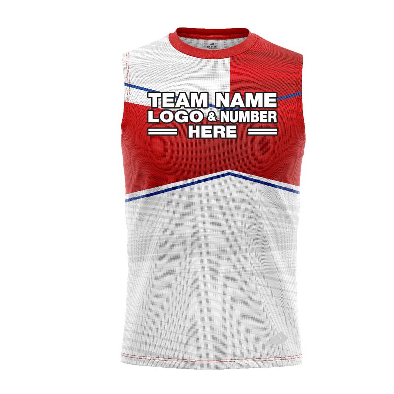 Custom Fully Sublimated Blue Line Pattern Red White Performance Sleeveless 12563