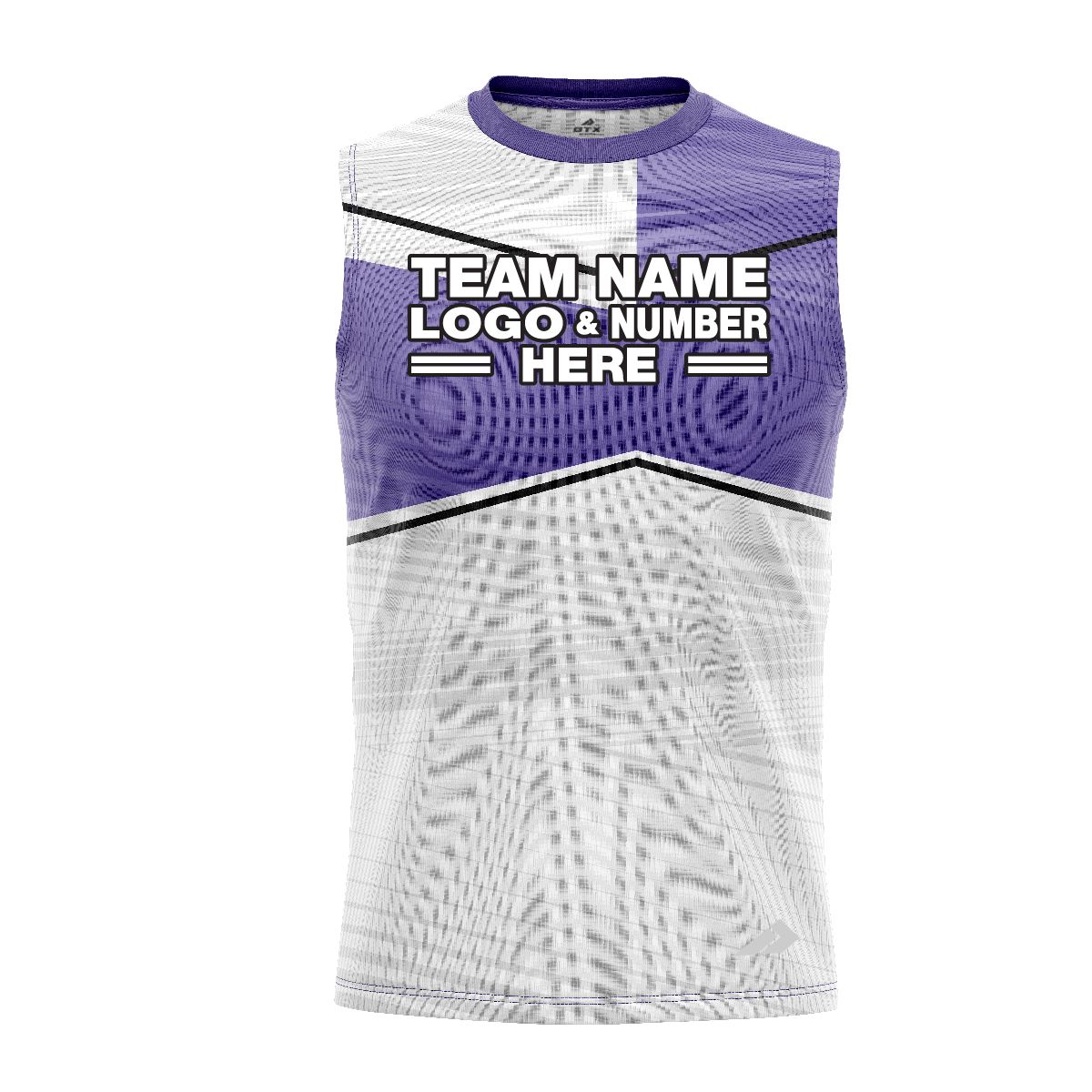 Custom Fully Sublimated Black Line Pattern Berry White Performance Sleeveless 12571