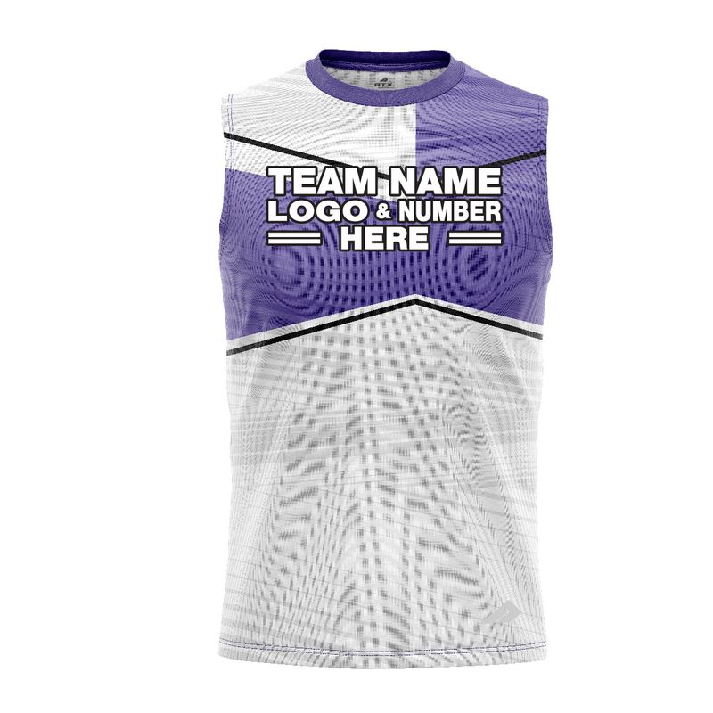 Custom Fully Sublimated Black Line Pattern Berry White Performance Sleeveless 12571