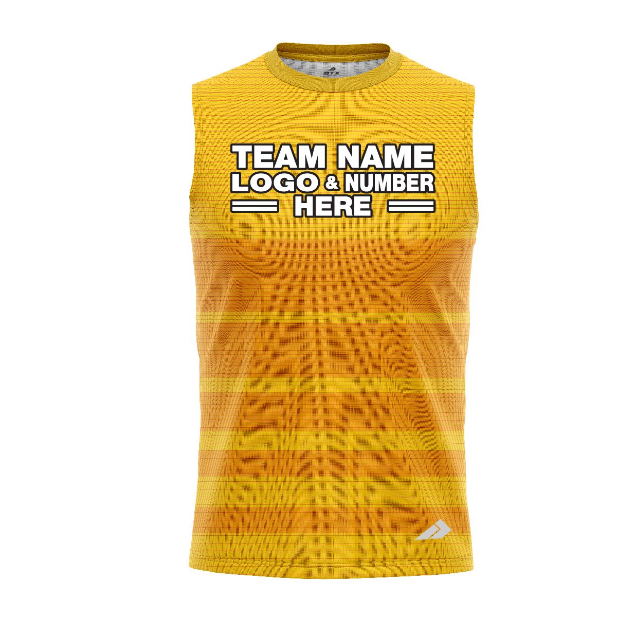 Custom Fully Sublimated Horizontal Stripes Pattern Yellow Performance Sleeveless 12575