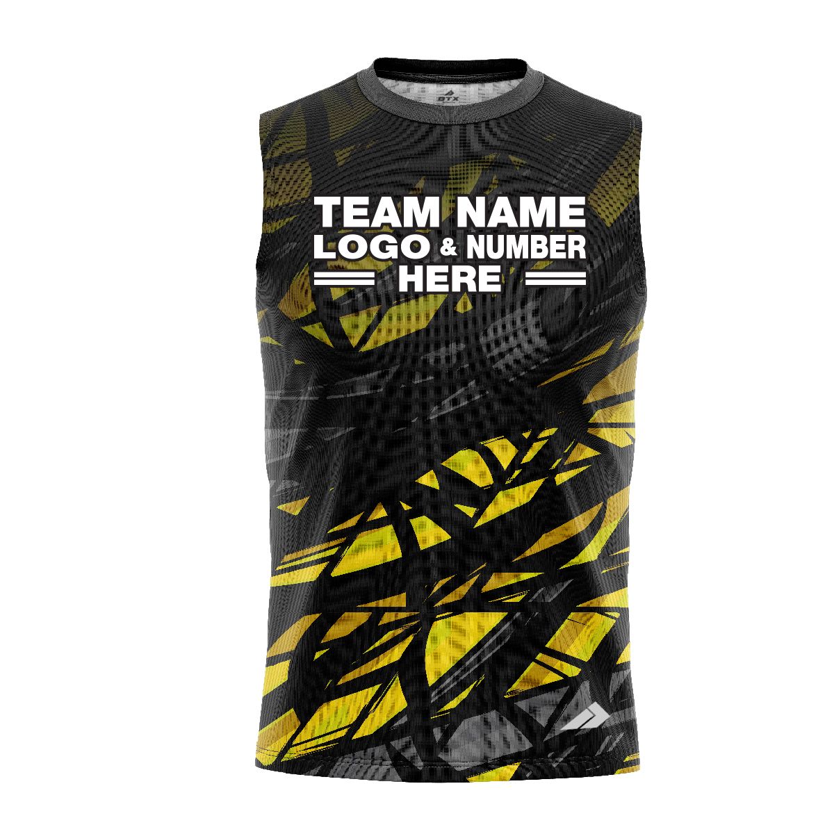 Custom Fully Sublimated Swarm Pattern Black Yellow Performance Sleeveless 12583