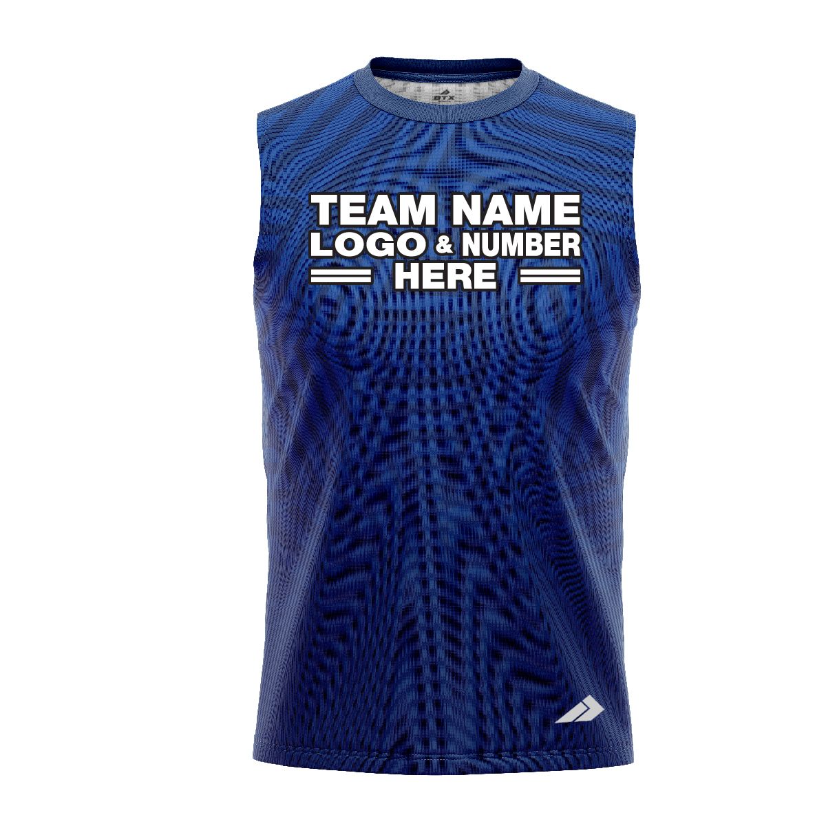 Custom Fully Sublimated Intersecting Pattern Blue Performance Sleeveless 12591