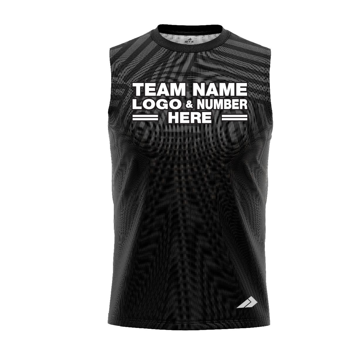Custom Fully Sublimated Intersecting Pattern Black Performance Sleeveless 12595