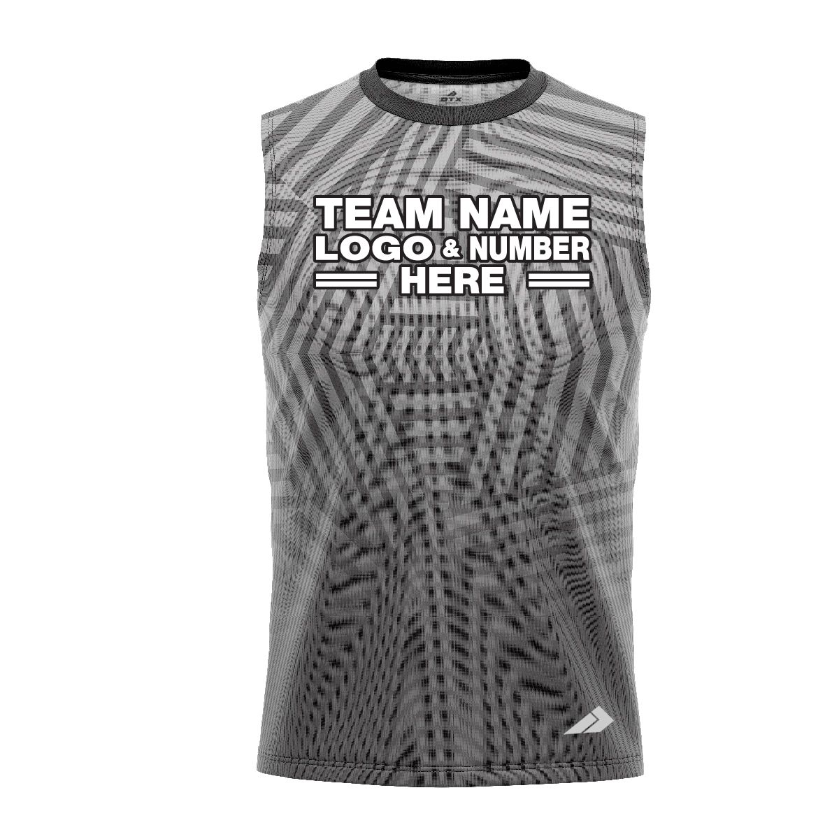 Custom Fully Sublimated Intersecting Pattern Gray Performance Sleeveless 12599