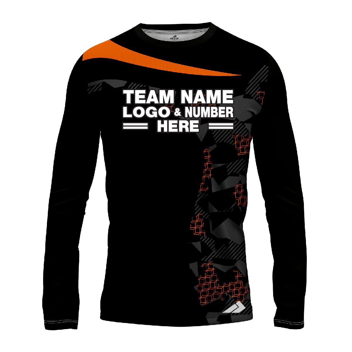 Custom Fully Sublimated Extreme Neon Pattern Orange Performance Long Sleeves 12675