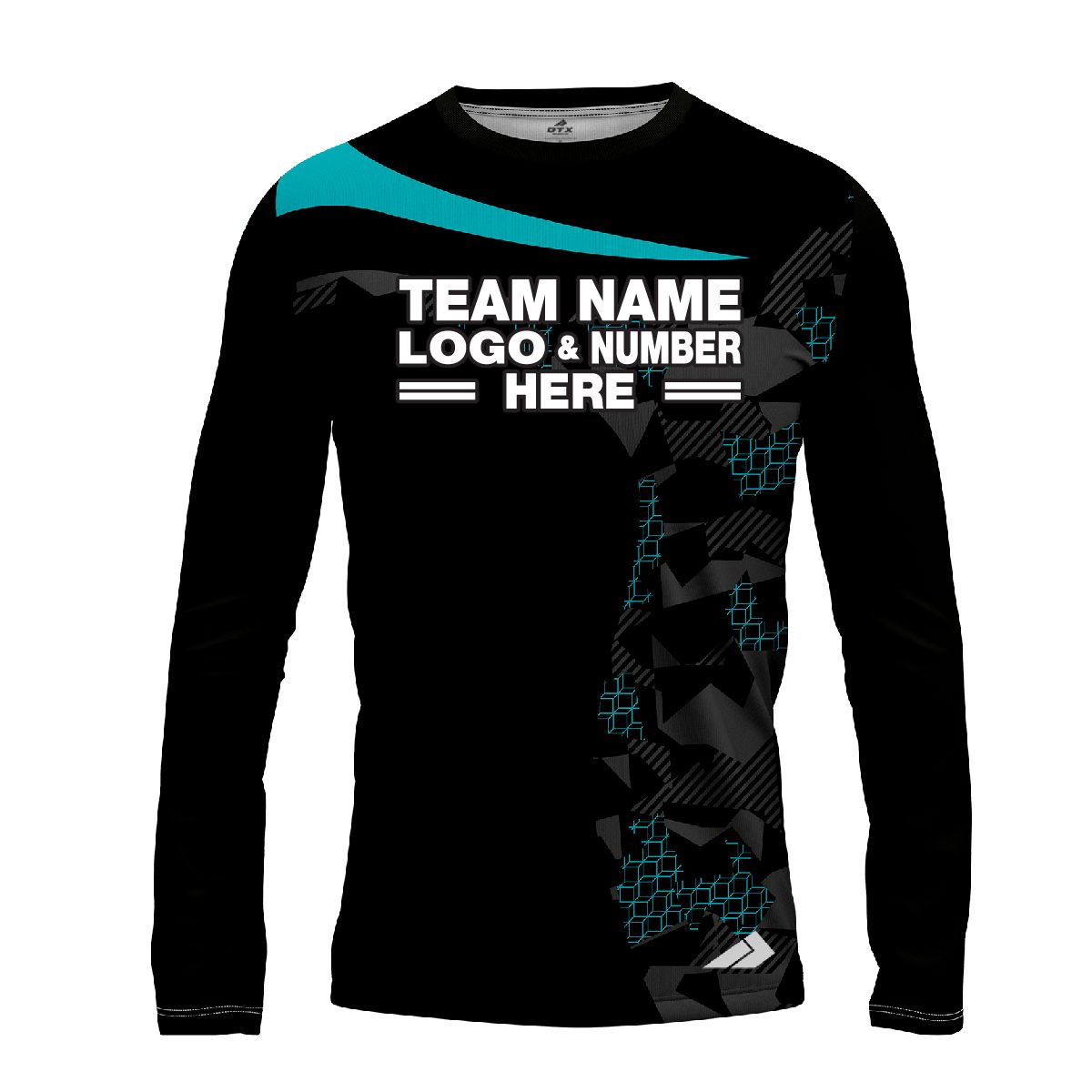Custom Fully Sublimated Extreme Neon Pattern Teal Performance Long Sleeves 12759
