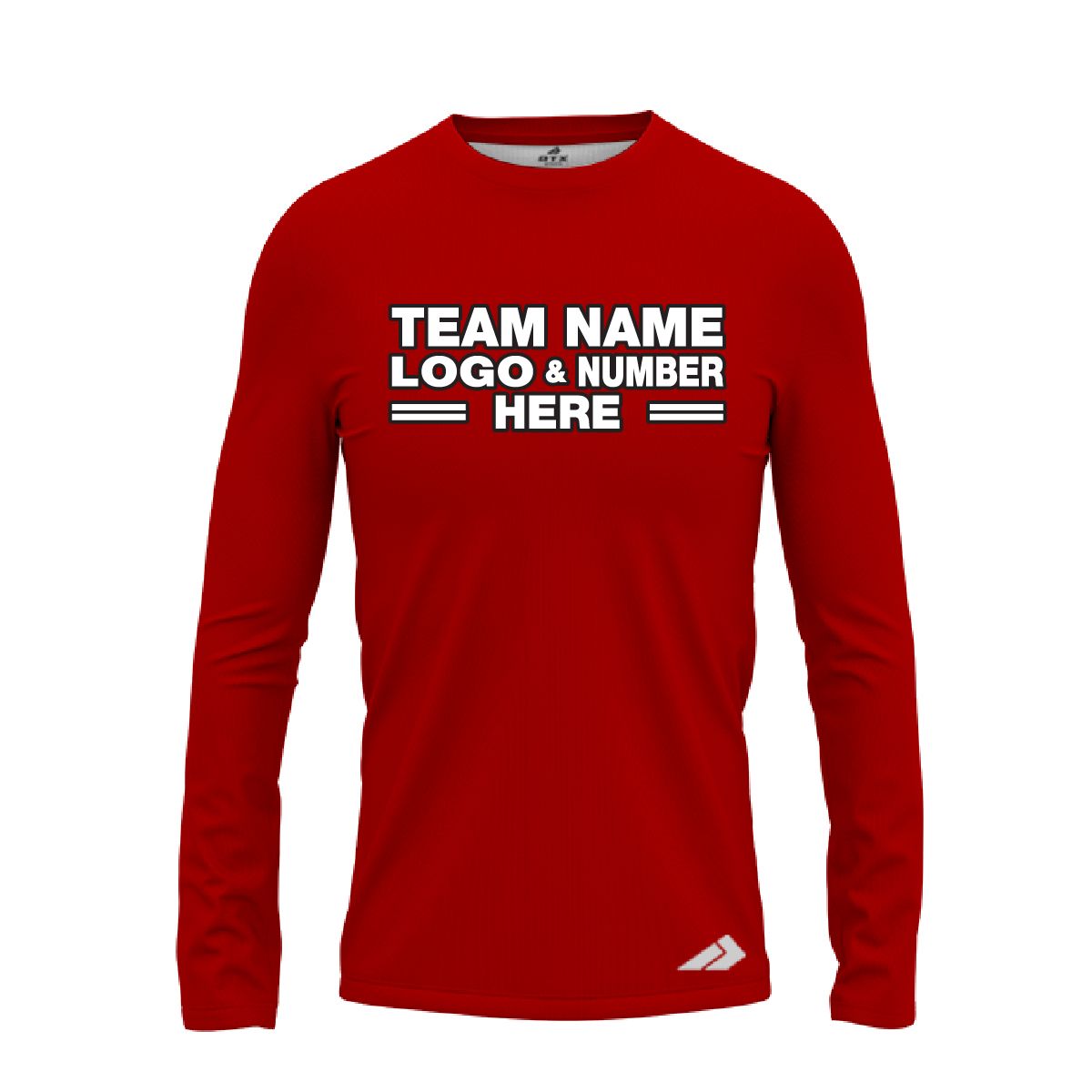 Custom Fully Sublimated Solid LL Pattern Red Performance Long Sleeves 12831