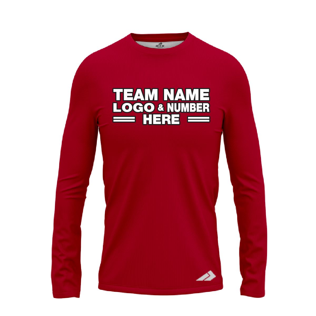 Custom Fully Sublimated Solid E9 Pattern Cherry Red Performance Long Sleeves 12867