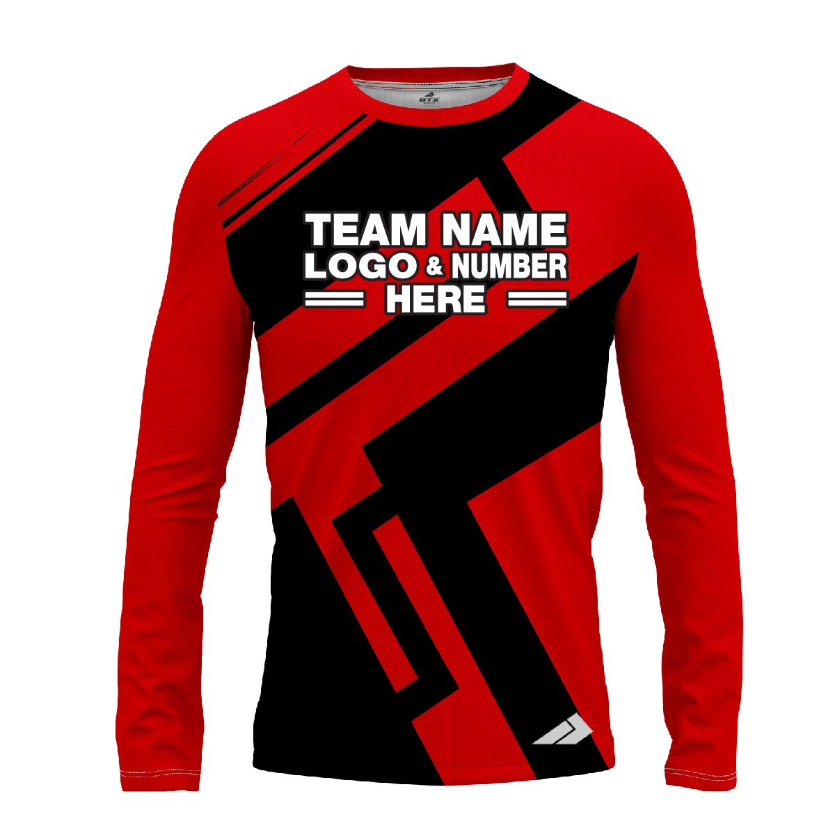 Custom Fully Sublimated Jenga Neon Pattern Red Performance Long Sleeves 12891