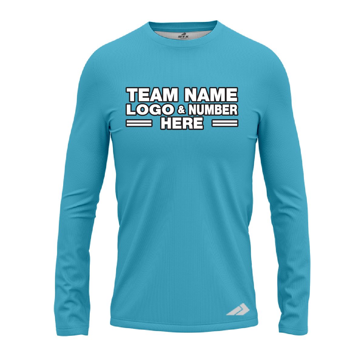 Custom Fully Sublimated Solid I34 Pattern Aqua Blue Performance Long Sleeves 13071