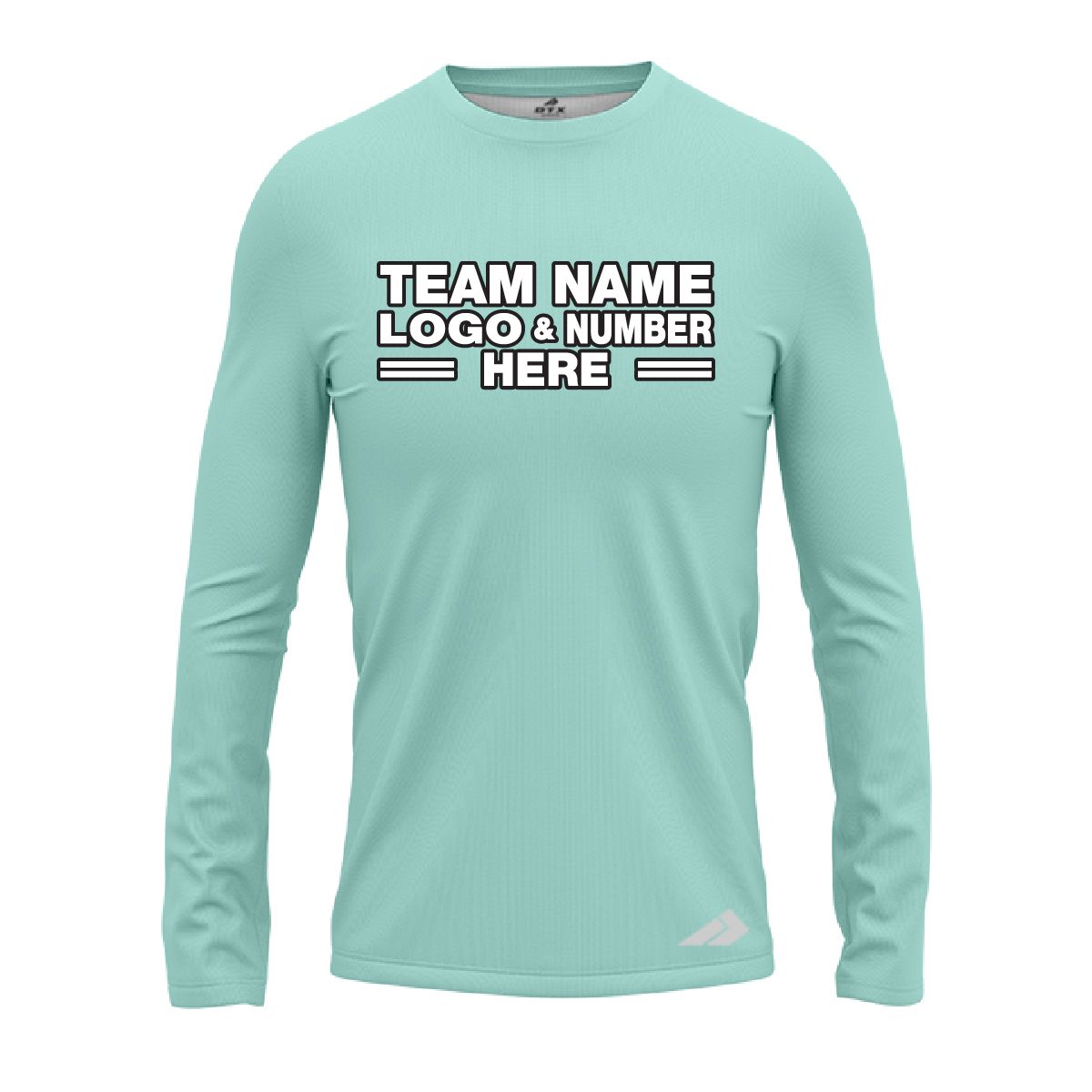 Custom Fully Sublimated Solid J12 Pattern Light Aqua Performance Long Sleeves 13095