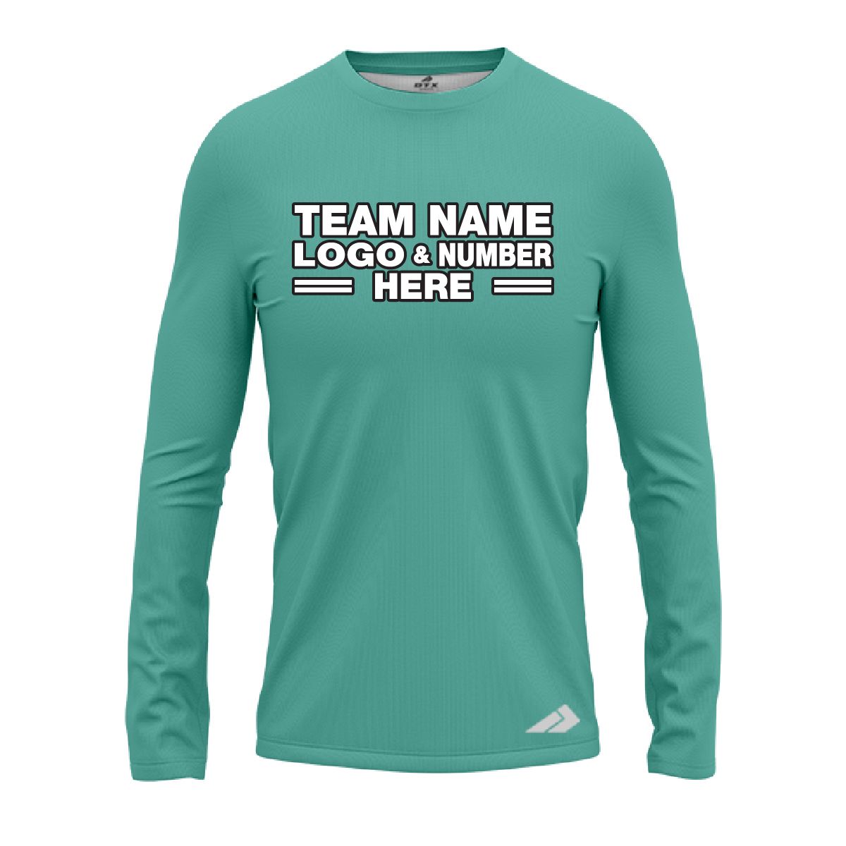 Custom Fully Sublimated Solid S36 Pattern Aqua Green Performance Long Sleeves 13119