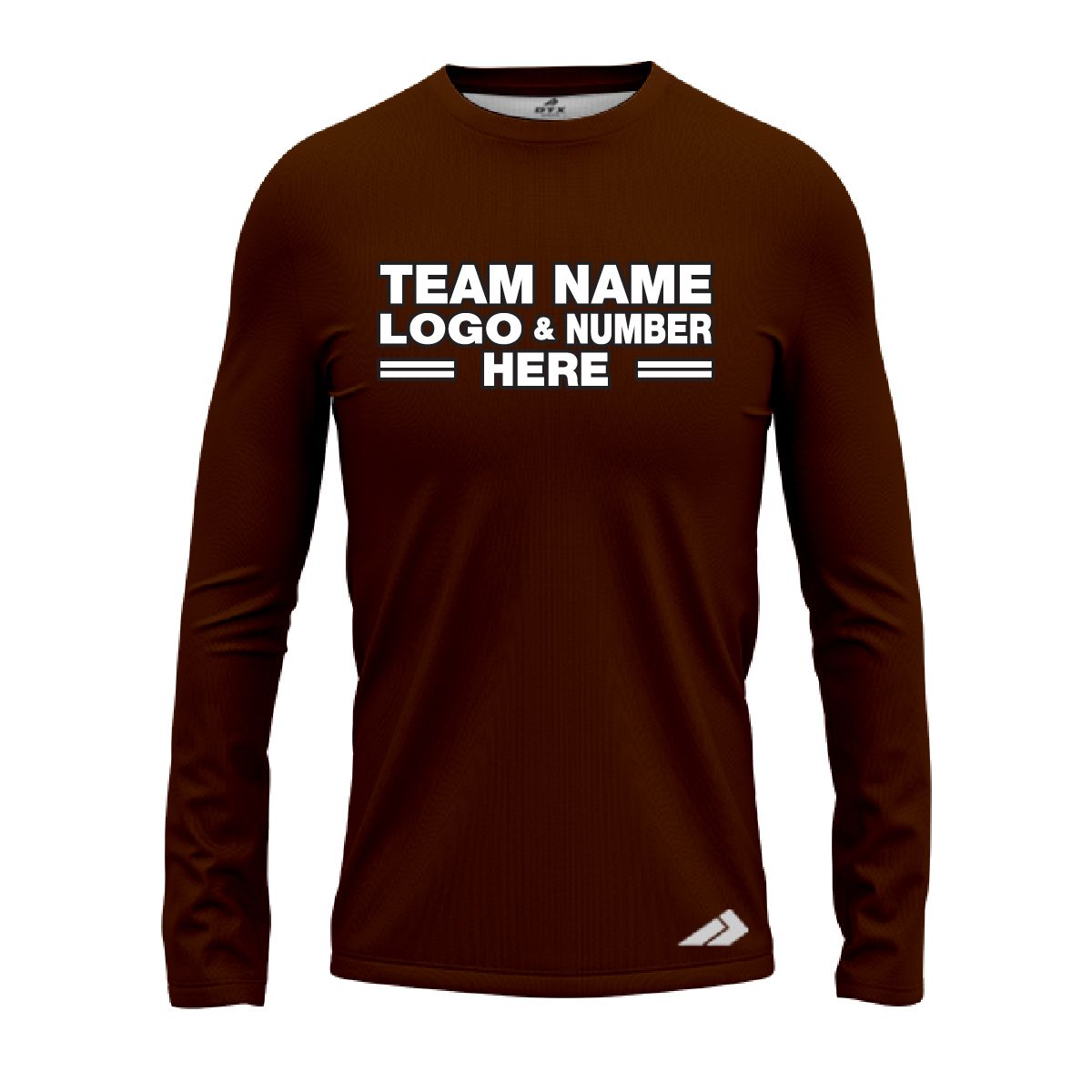 Custom Fully Sublimated Solid O33 Pattern Bistre Brown Performance Long Sleeves 13143