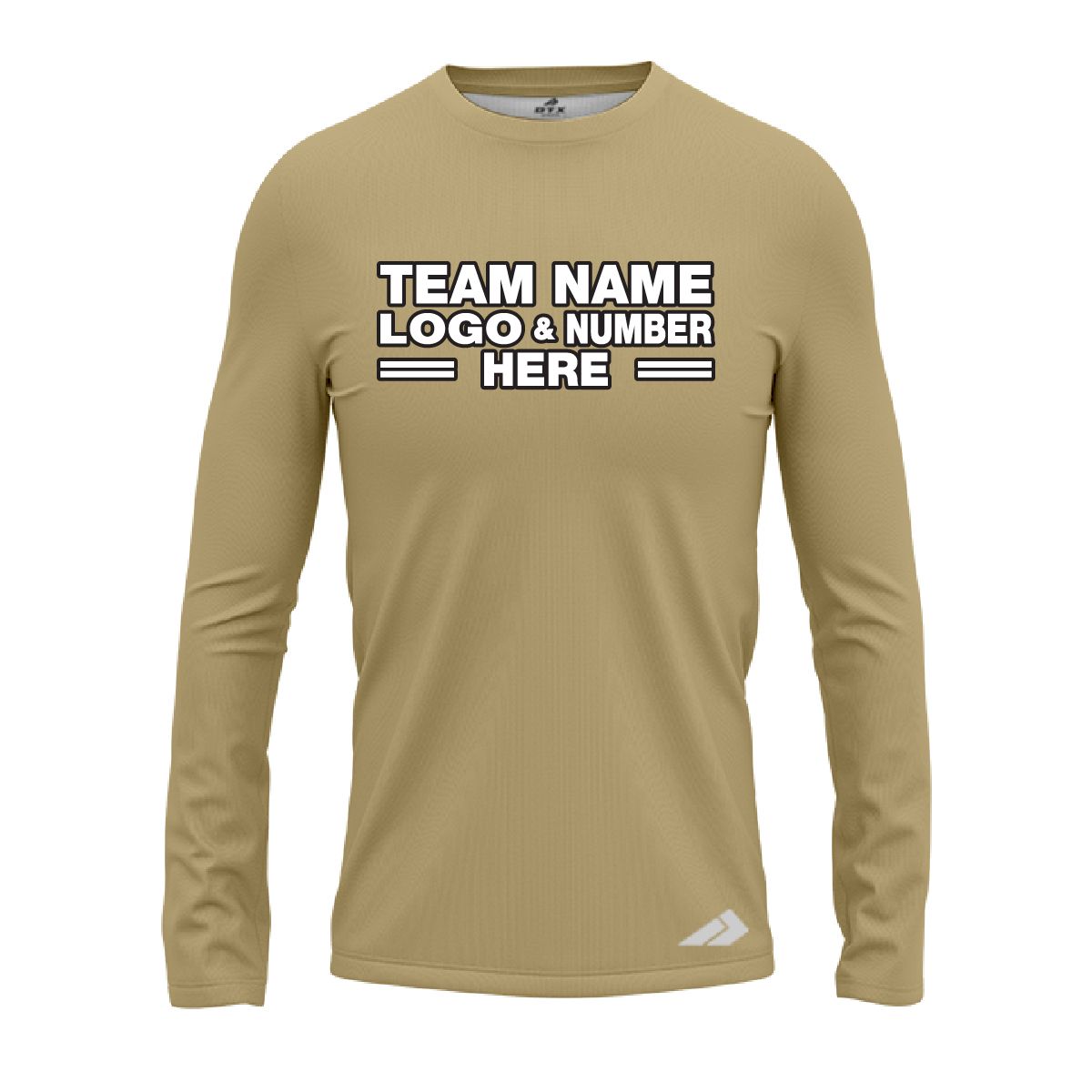 Custom Fully Sublimated Solid Z15 Pattern Dark Beige Performance Long Sleeves 13203