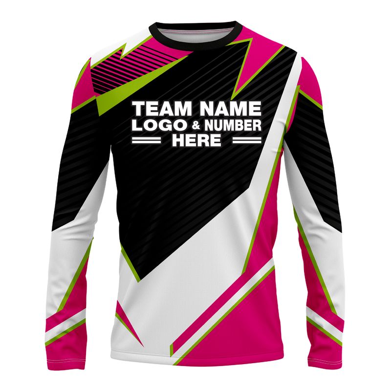 Custom Fully Sublimated Abstract Pattern Pink Performance Long Sleeves 13399