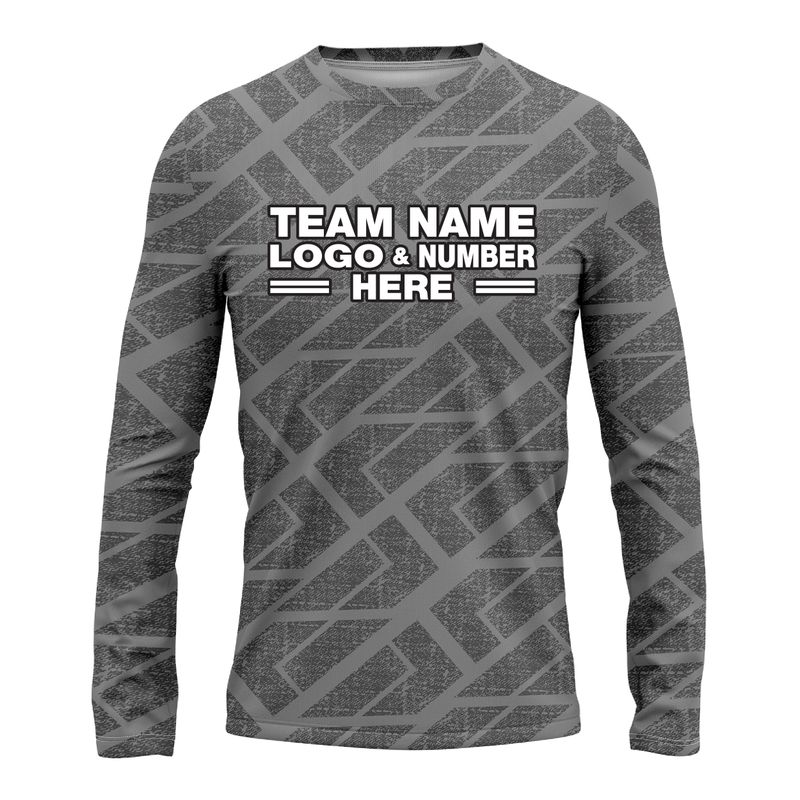 Custom Fully Sublimated BTX Logo Pattern Gray Performance Long Sleeves 13435