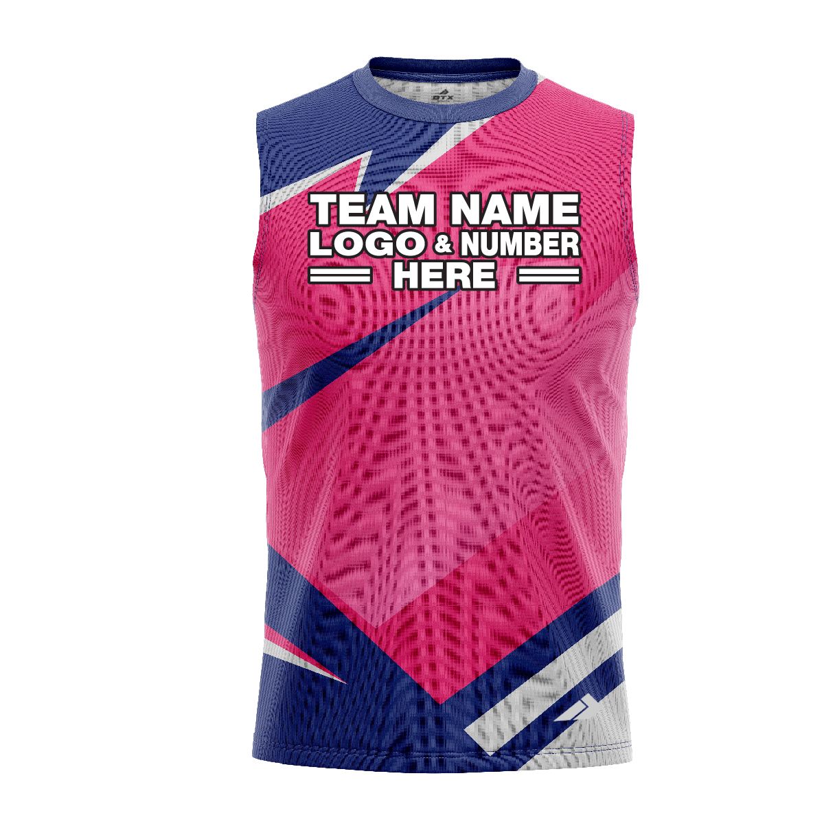 Custom Fully Sublimated Modern Pattern Blue Pink Performance Sleeveless 13371
