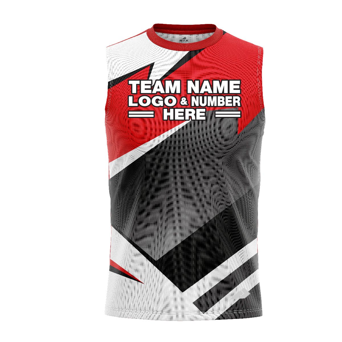 Custom Fully Sublimated Modern Pattern Red Black Gray Performance Sleeveless 13471