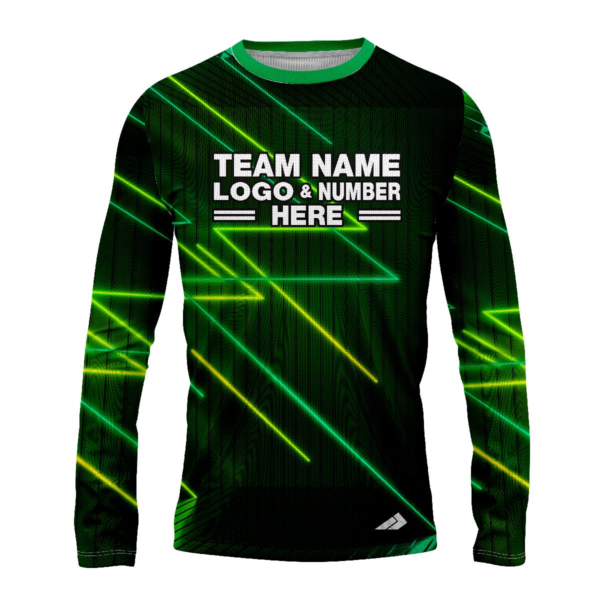 Custom Fully Sublimated Pop-Art Neon Pattern Green Black Performance Long Sleeves 13475