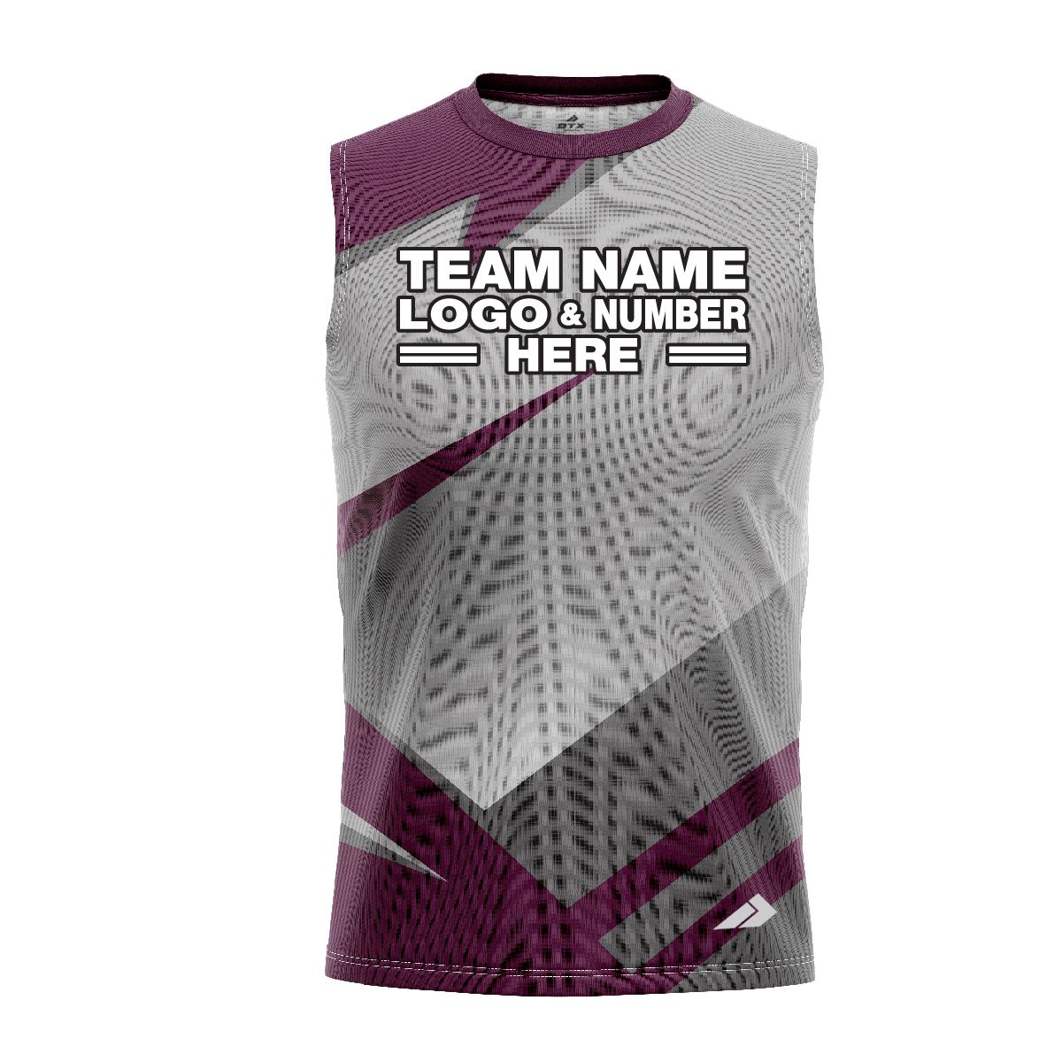 Custom Fully Sublimated Modern Pattern Violet Gray Performance Sleeveless 13499
