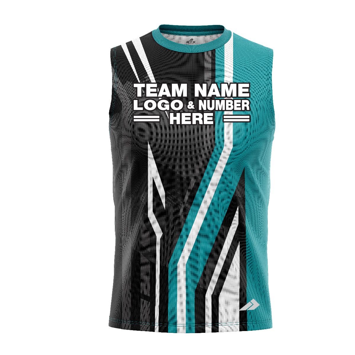 Custom Fully Sublimated Pallets Pattern Teal Black Performance Sleeveless 13555