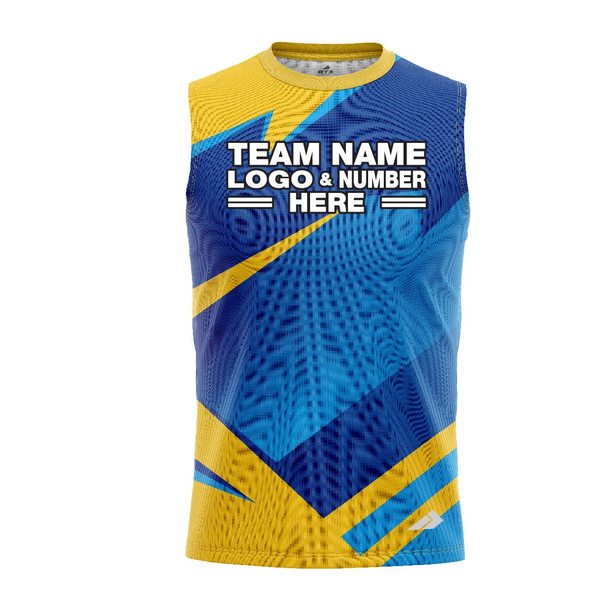 Custom Fully Sublimated Modern Pattern Yellow Blue Performance Sleeveless 13507