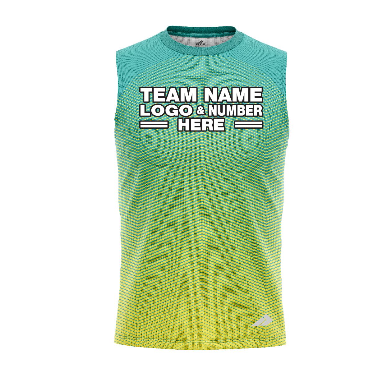 Custom Fully Sublimated Gradient Pattern Aqua Performance Sleeveless 13523