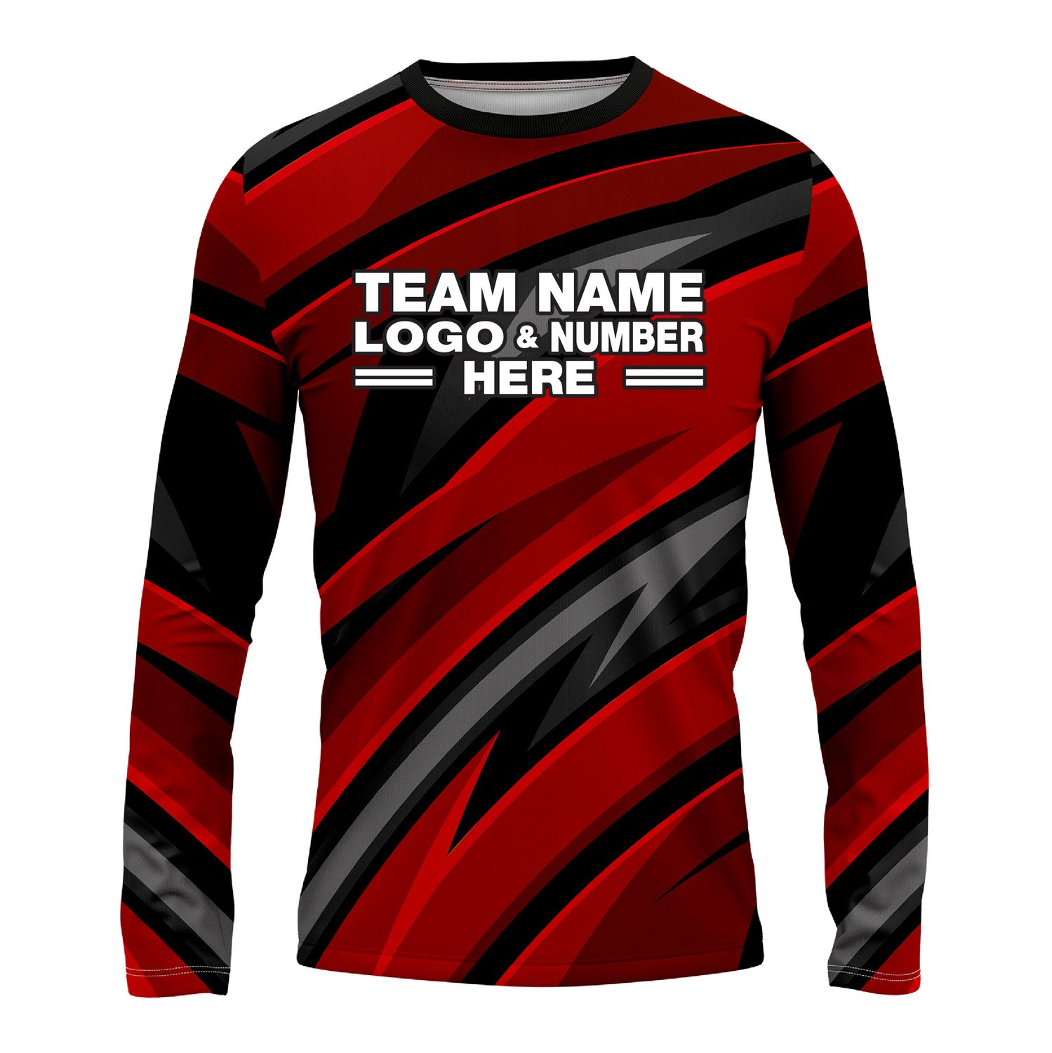 Custom Fully Sublimated High Energy Pattern One Red Performance Long Sleeves 13587