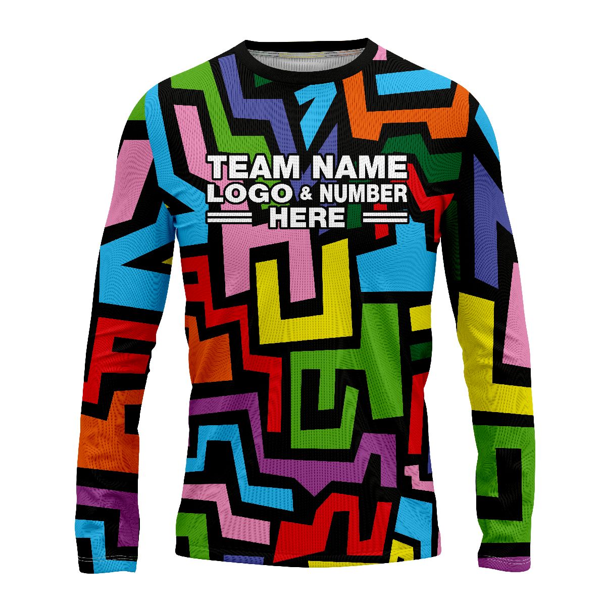 Custom Fully Sublimated Abstract Fashion Neon Pattern Multicolor Performance Long Sleeves 13611