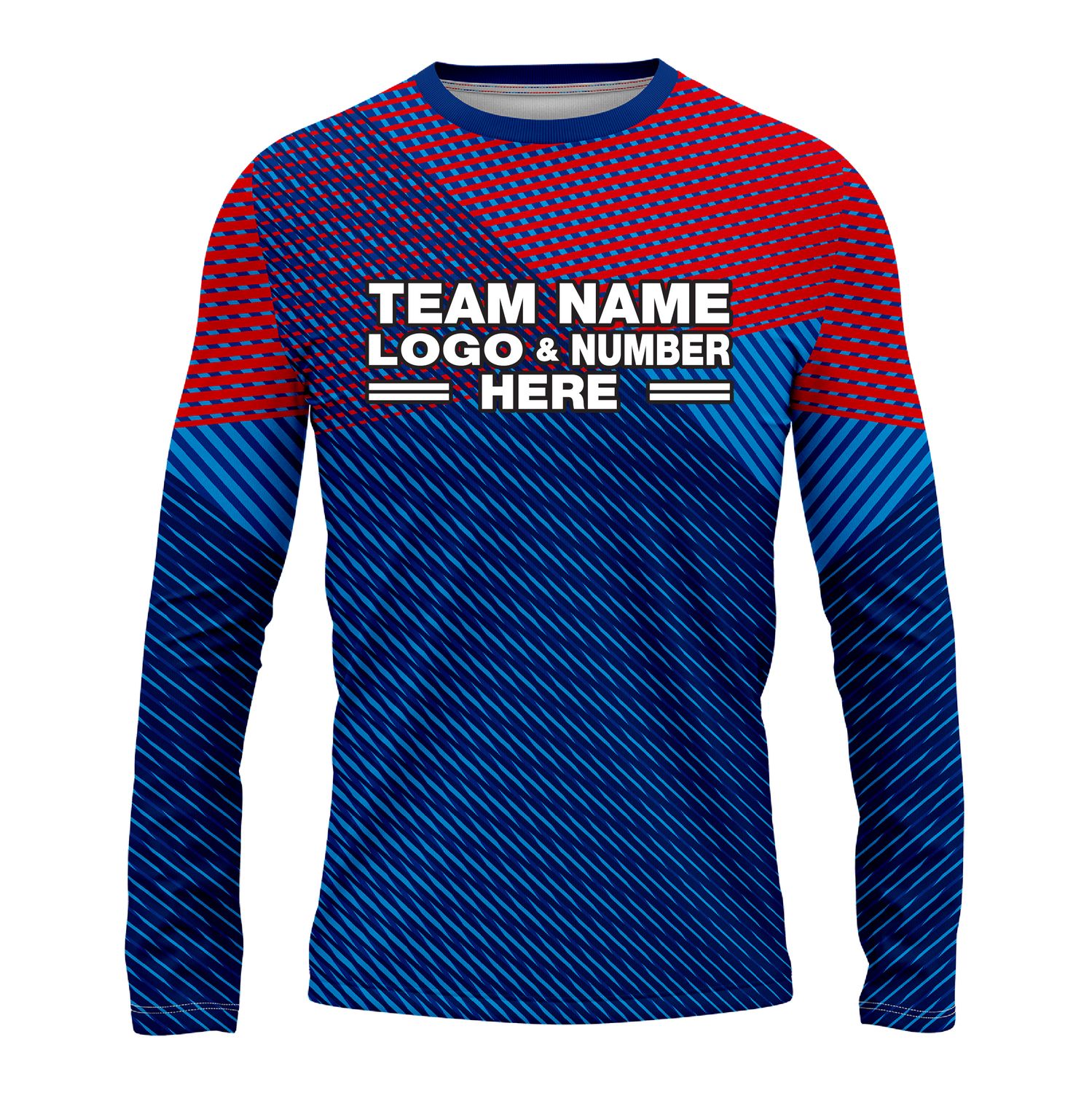 Custom Fully Sublimated Crossover Pattern Blue Red Performance Long Sleeves 13623
