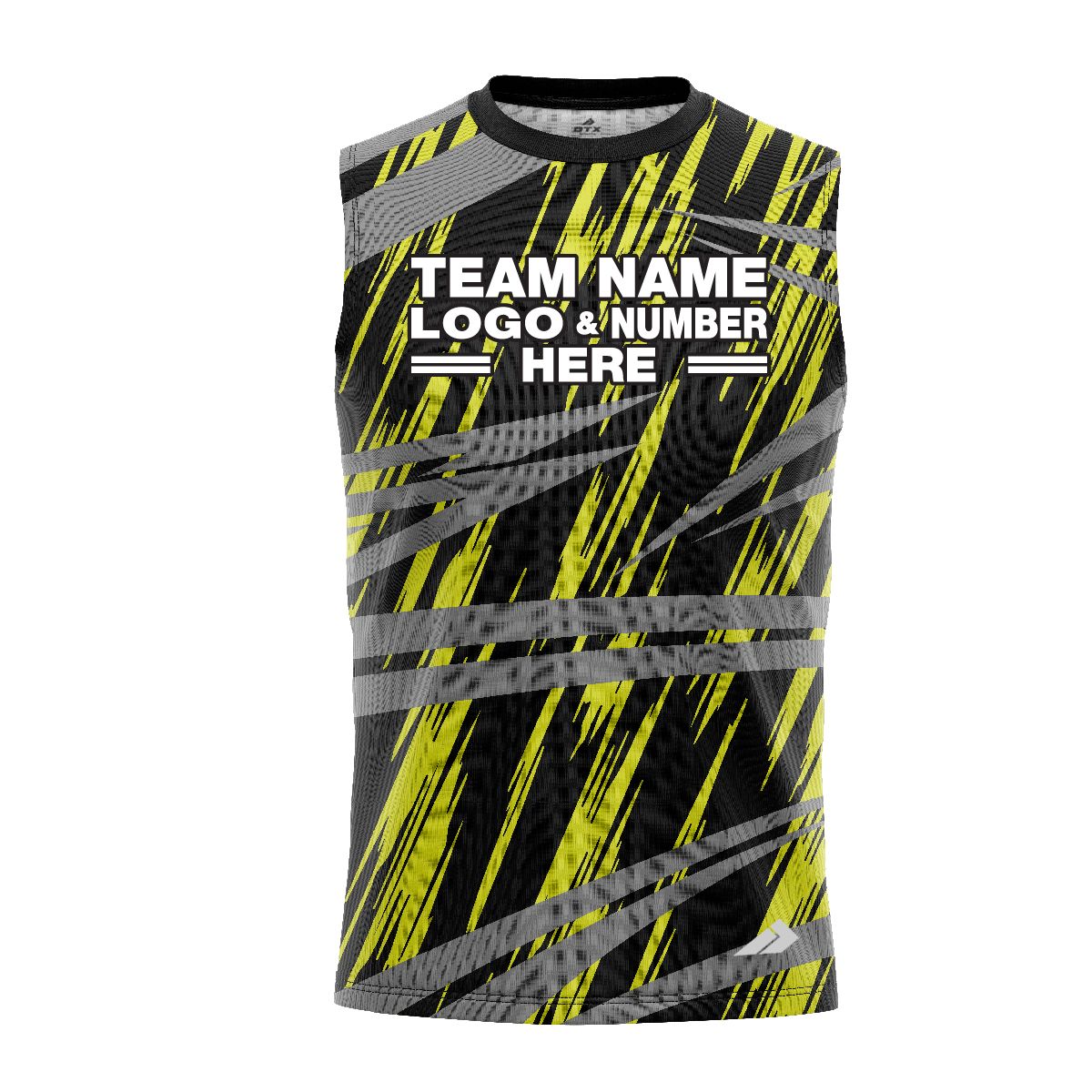 Custom Fully Sublimated Ripped Pattern Black Green Gray Performance Sleeveless 13647