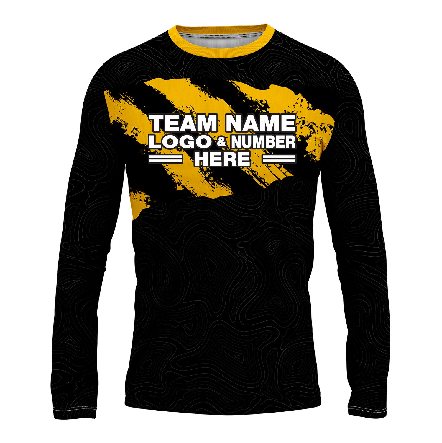 Custom Fully Sublimated Claws Pattern Black Yellow Performance Long Sleeves 13635